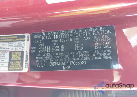 2017 Kia Sportage Lx z USA, uszkodzony, nr VIN KNDPM3AC4H7036581